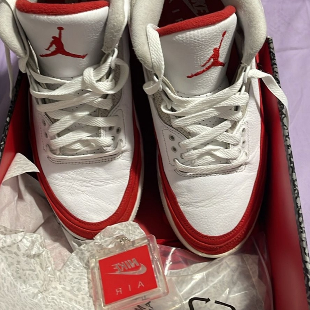 Air jordan 3 tinker red and white size 10